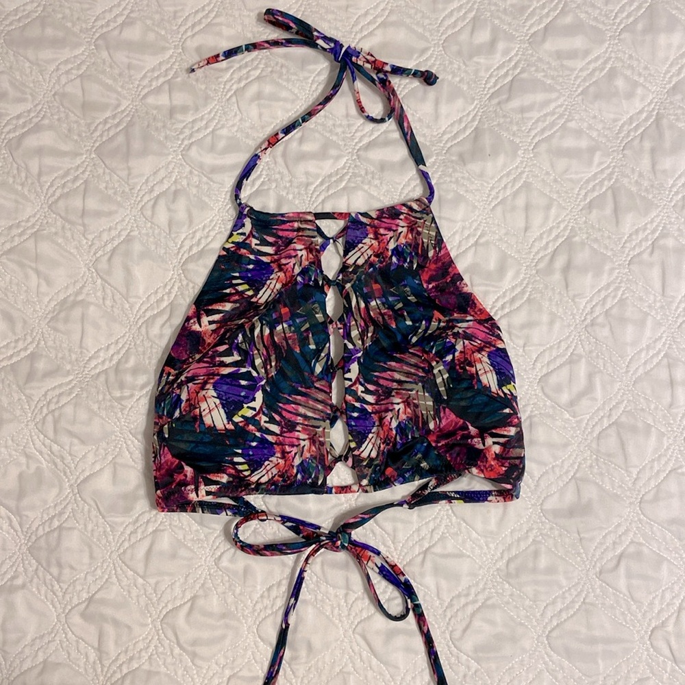 Multi-Colored Cut-Out PINK swim top